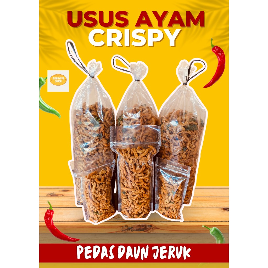 

MAKNYUSS Usus Crispy Pedas Daun Jeruk 1 kg / 500 gr Keripik Usus Ayam Renyah Krispi Kripsus Kriuk