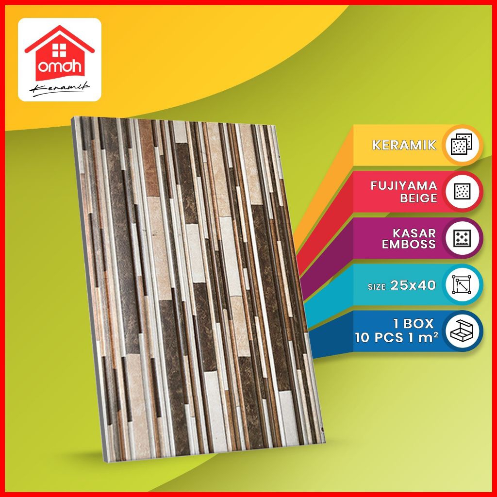 Keramik Dinding Kasar Emboss Gemilang 25x40 Fujiyama Beige