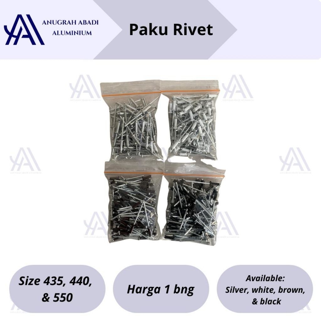 Paku Rivet / Blind Rivet 435 / 440 / 550 Silver / White / Brown / Black