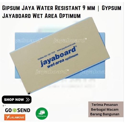 Gipsum Jaya Water Resistant 9 mm | Gypsum Jayaboard Wet Area Optimum