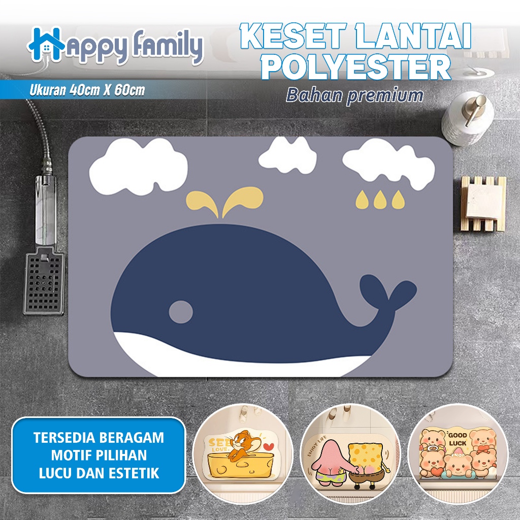 (HF) NEW Keset Lantai Polyester Motif Unik Lucu UK 40x60CM PREMIUM Anti Slip & Serap Air