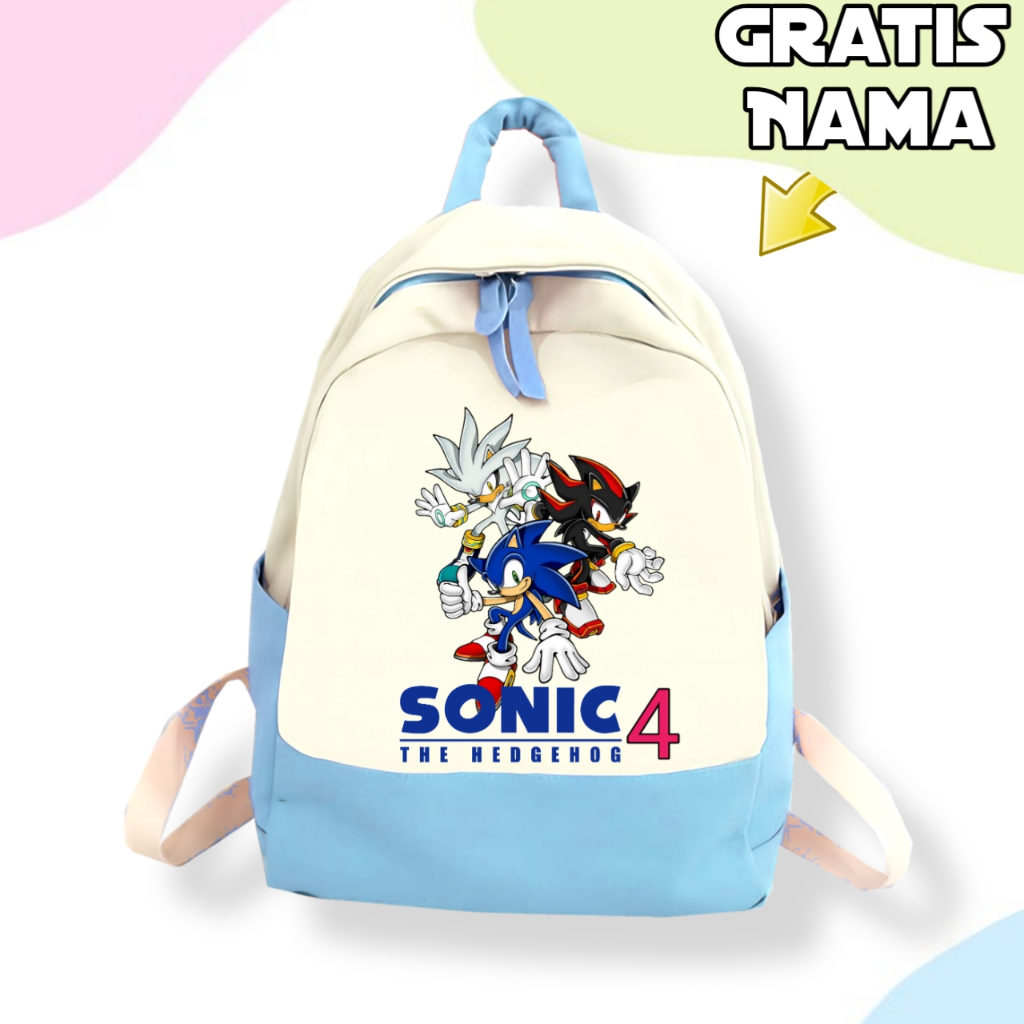 Tas Backpack Anak Sonic The Hedgehog 4 x Silver Terbaru / Tas Ransel Anak Sonic The Hedgehog 4