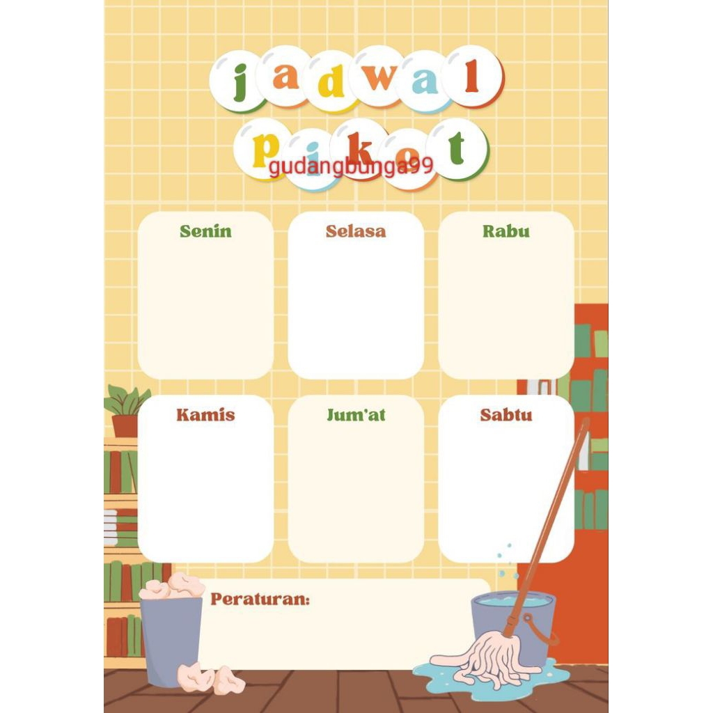 Poster jadwal piket kelas sekolah