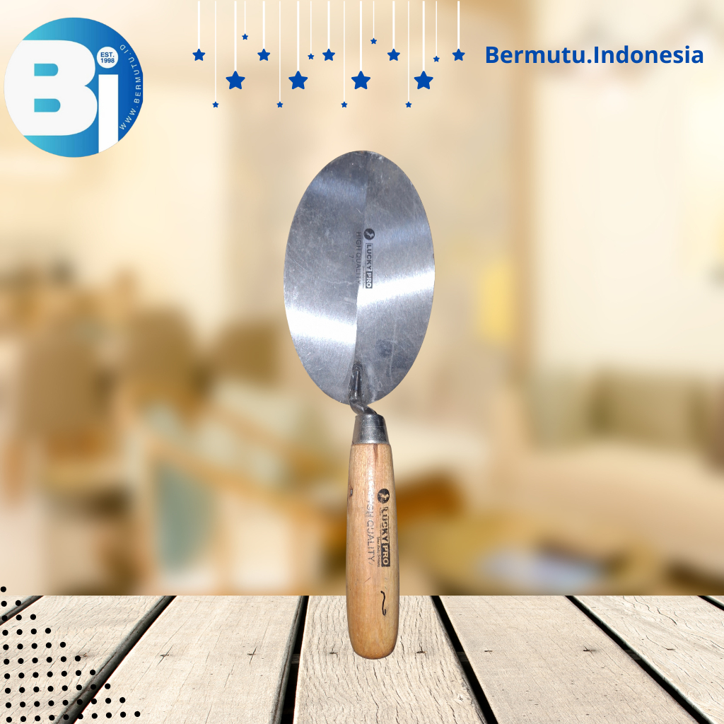 Sendok Semen Stainless Steel Premium - Cetok Plester Gagang Kayu - Alat Tukang Bangunan