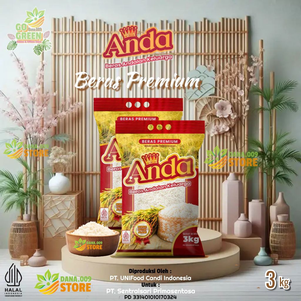 

[ Beras ANDA | Beras Putih Premium | Kemasan 3 Kg | 1 Pcs ]