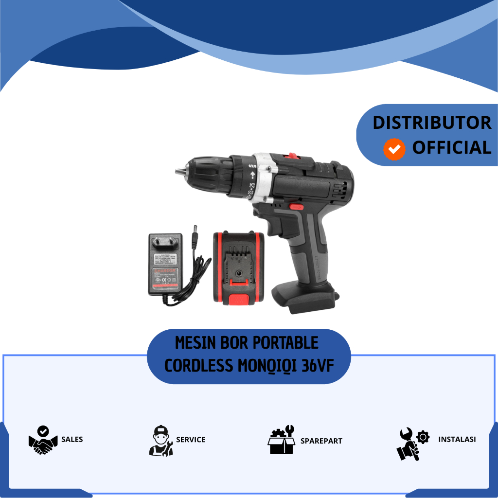 MESIN BOR PORTABLE CORDLESS MONQIQI 36VF IMPACT DRILL