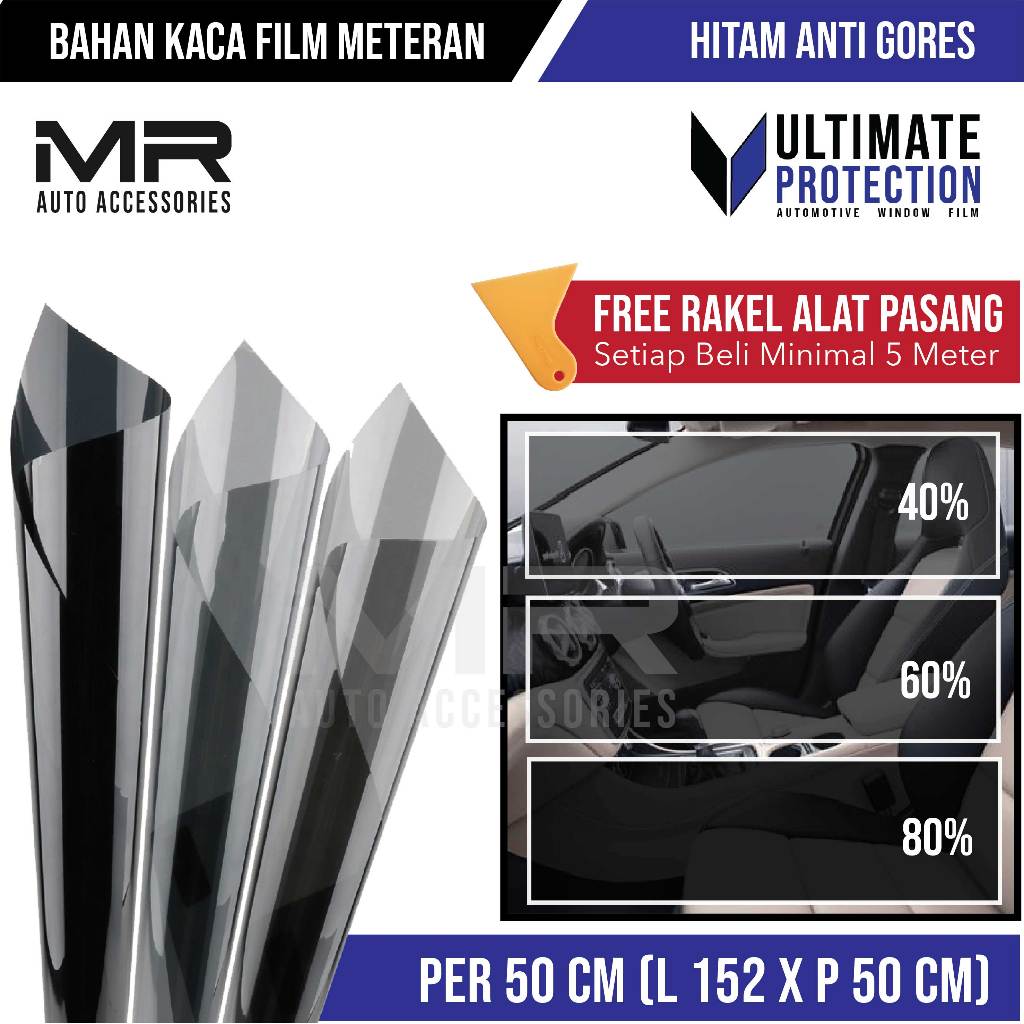 Kaca Film Hitam / Kaca Film Mobil / Stiker Kaca Film Jendela Rumah Anti Panas Meteran