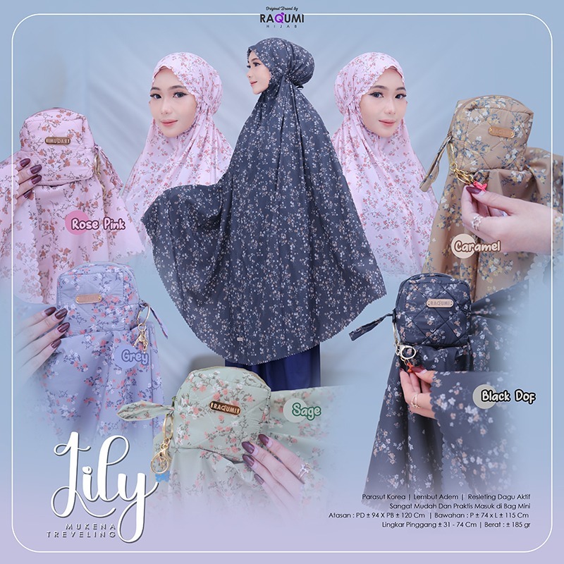 Lily Mukena Traveling Bahan Parasut ORI Raqumi Hijab