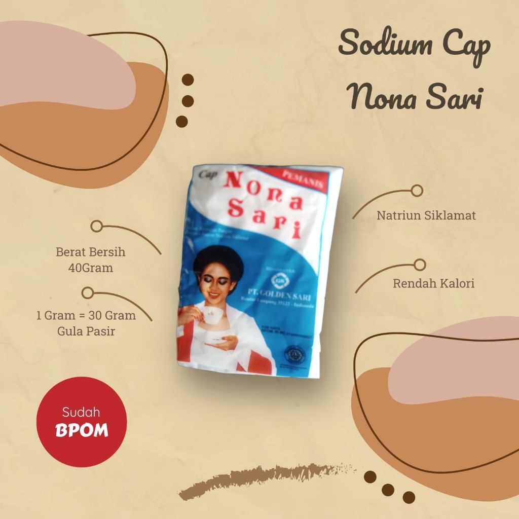 

Sodium Nona Sari / Sodium Pemanis Buatan Cap Nona Sari / Sodium Cyclamate Natrium Nonasari Makanan Minuman