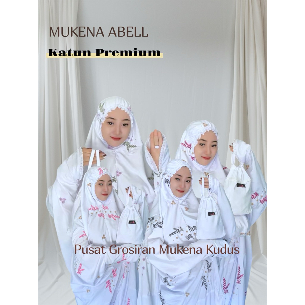 MUKENA TERUSAN ABELL BORDIR BENANG ASLI KAIN PUTIH BERSIH