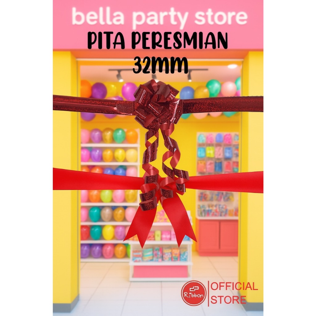 

1 Set Pita Peresmian grand opening toko Metalik Hologram Laser 32 mm Pita Tarik Pita Party Murah