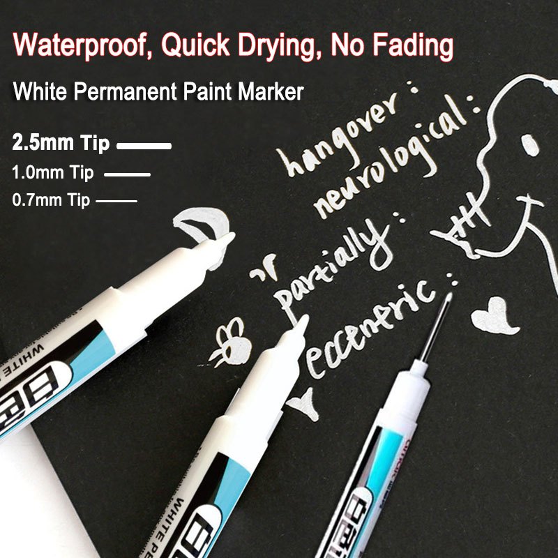 

Spidol Permanen Waterproof Long Nib Marker 0.7mm 10 PCS - A241 - White