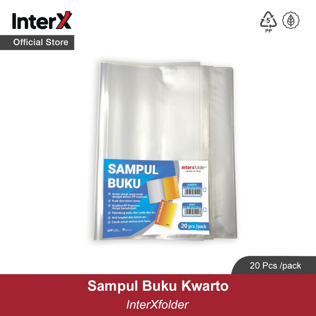 

InterX Folder Book Cover / Sampul Buku Plastik Bening Isi 20pcs Kwarto