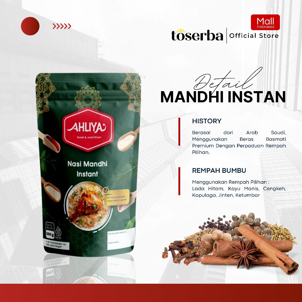 

Paket Lengkap Beras Basmati Premium & Bumbu Rempah | Nasi Mandhi Ahliya Instan Anti Ribet | Masakan Khas Timur Tengah
