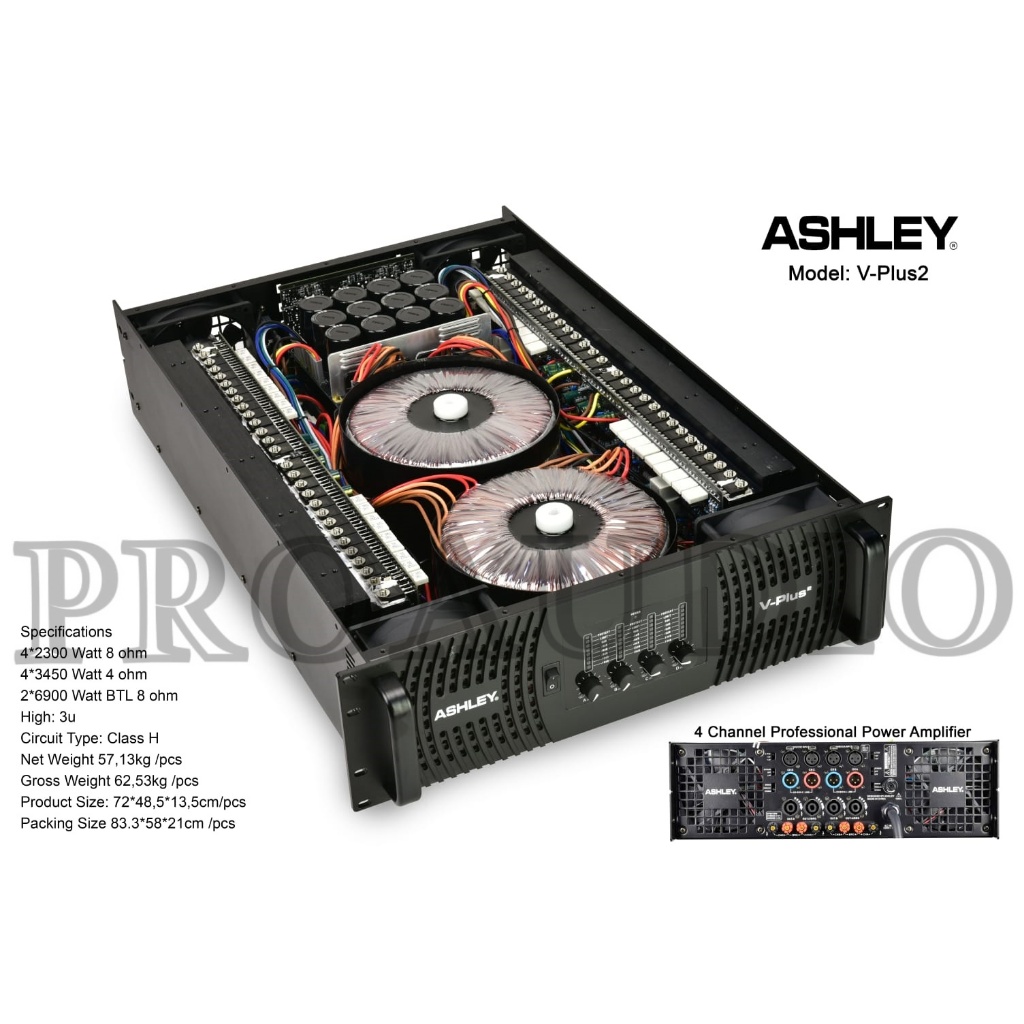 POWER AMPLIFIER ASHLEY V PLUS 2 / VPLUS 2 / V-PLUS 2 / V PLUS II POWER AMPLI CLASS H ORIGINAL