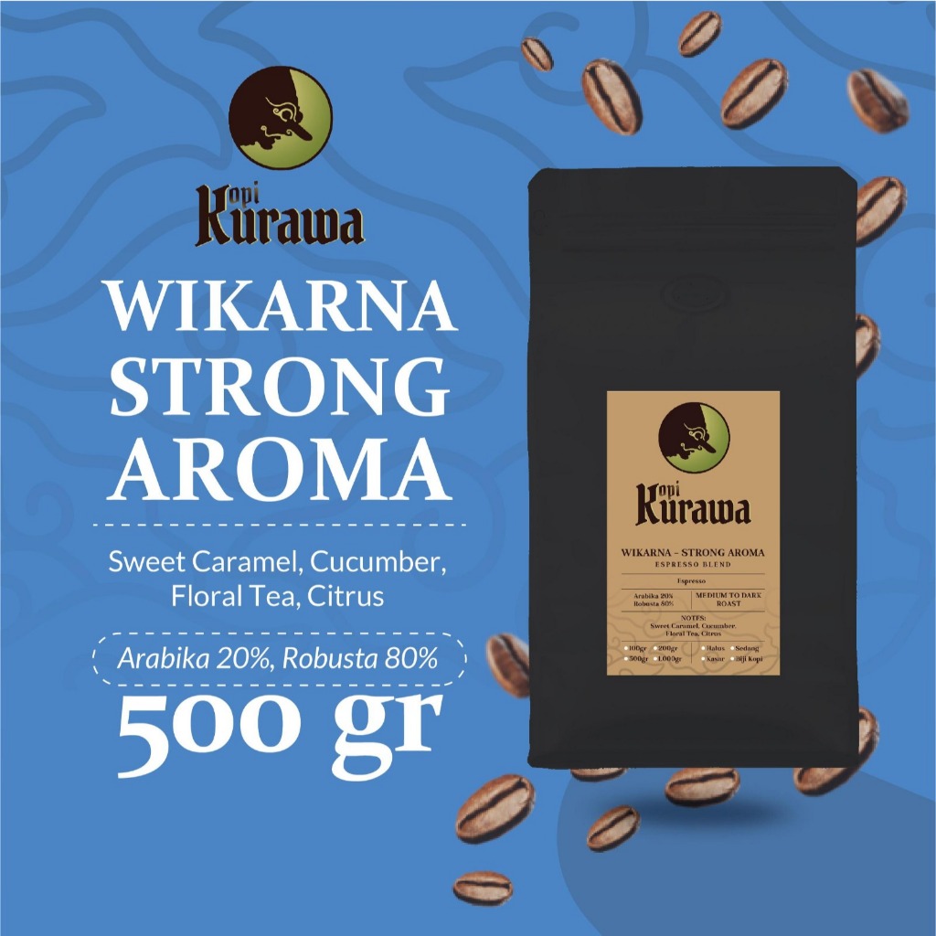 

Kopi Espresso Blend Wikarna Strong Aroma Coffee Bean Biji Bubuk 500gr