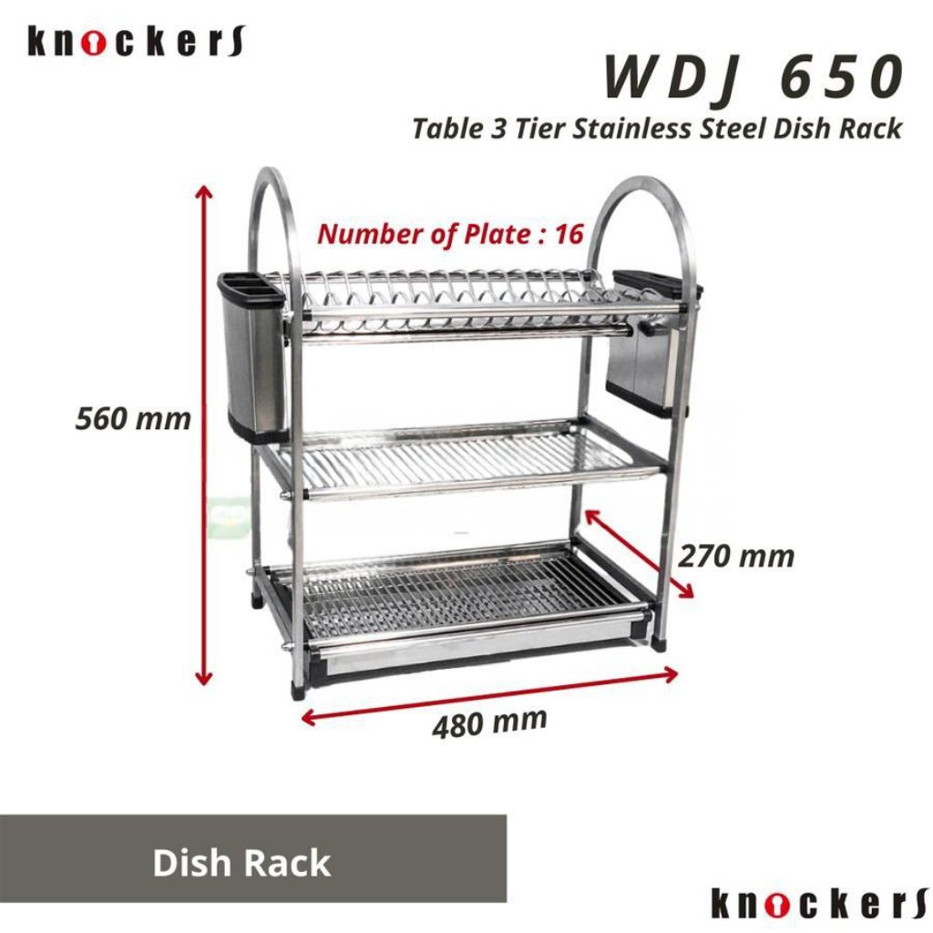 KNOCKERS WDJ 650 Rak Piring 3 Susun / Rak Stainless 304