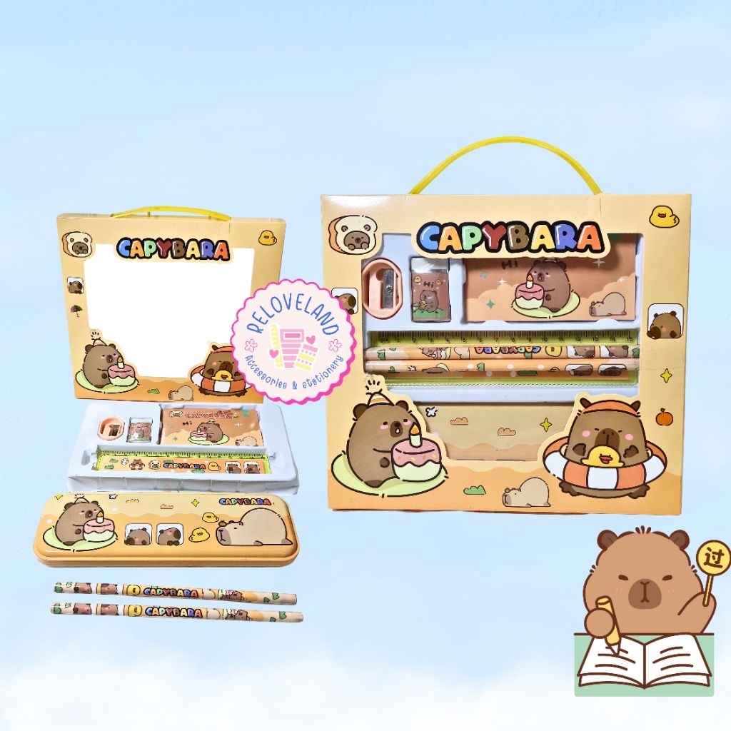 

set alat tulis capybara | paket alat tulis capybara | paket sekolah capybara | kado anak capybara
