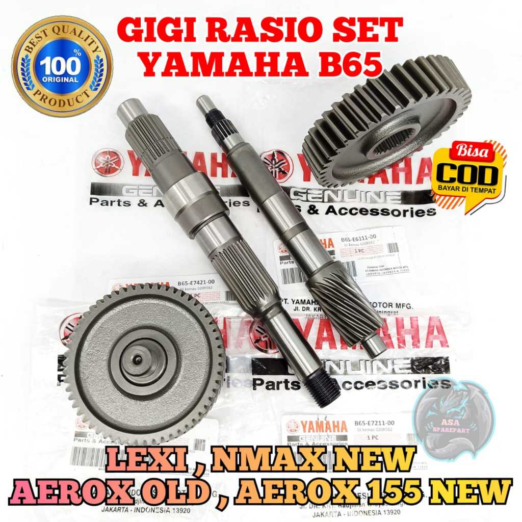 GIGI RASIO SET B65 ASLI ORIGINAL Motor YAMAHA AEROX 155 old LAMA , AEROX 155 NEW connected , NMAX 15