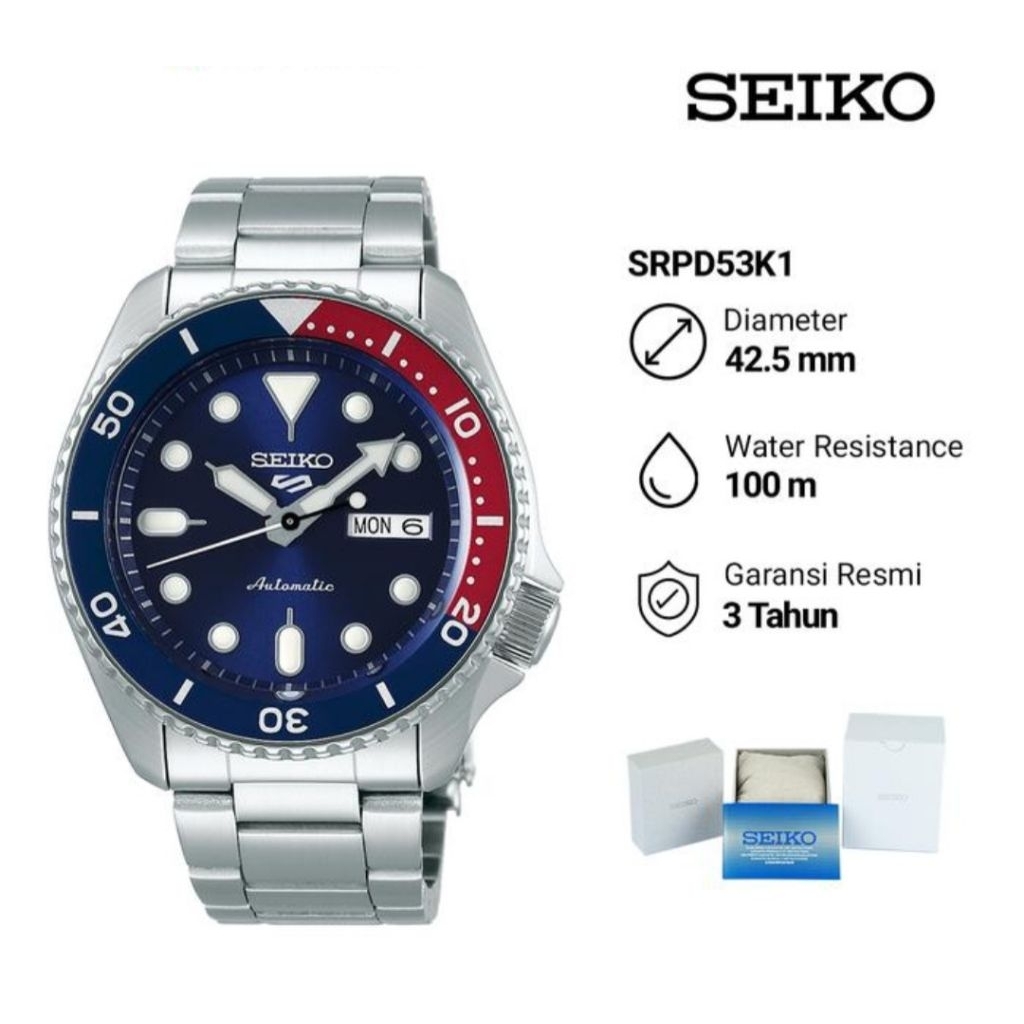 Seiko 5 Sports SRPD53K1 SKX Sports Style Automatic Jam Tangan Pria Original