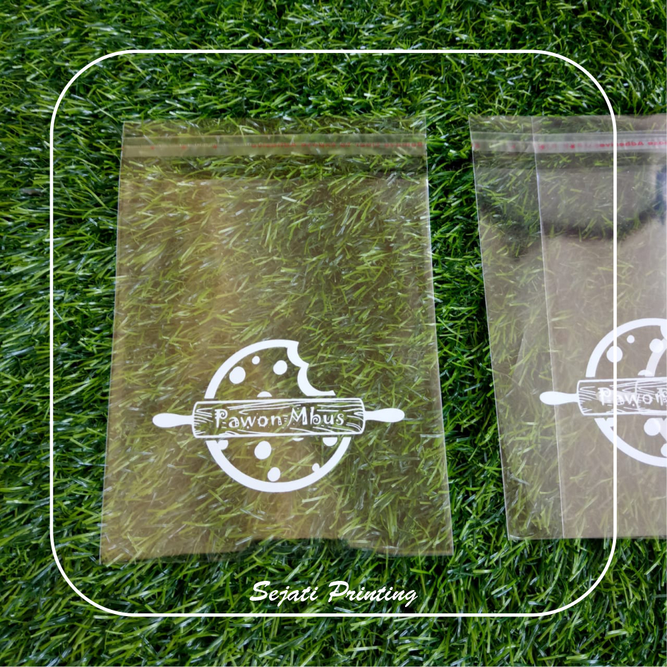 

(isi 100 pcs) Sablon Plastik Murah OPP 33 Micron 11, 12, 15, 16, 18 , FREE DESAIN - SEJATIPRINTING