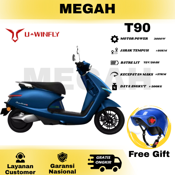MOTOR LISTRIK UWINFLY T90 TERBARU DINAMO 3000 WATT ANTI AIR GARANASI RESMI 2 TAHUN TERBARU