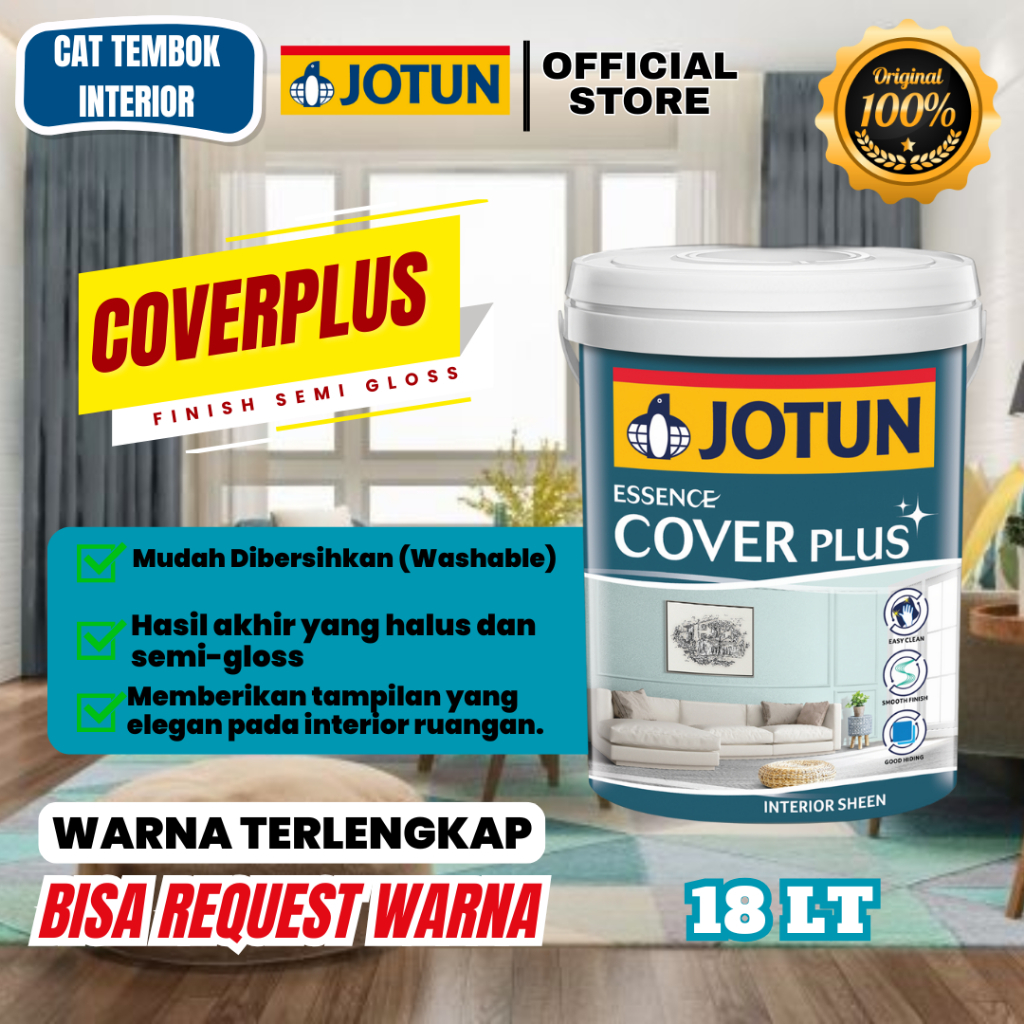 CAT TEMBOK INTERIOR JOTUN COVER PLUS KEMASAN 18L