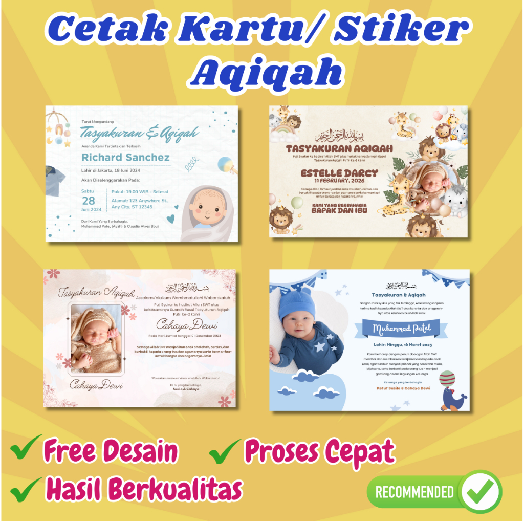 

Cetak Stiker Kartu Acara Tasyakuran Aqiqah / Custom Sticker Label Aqiqah Untuk Box Nasi Berkat Free Desain