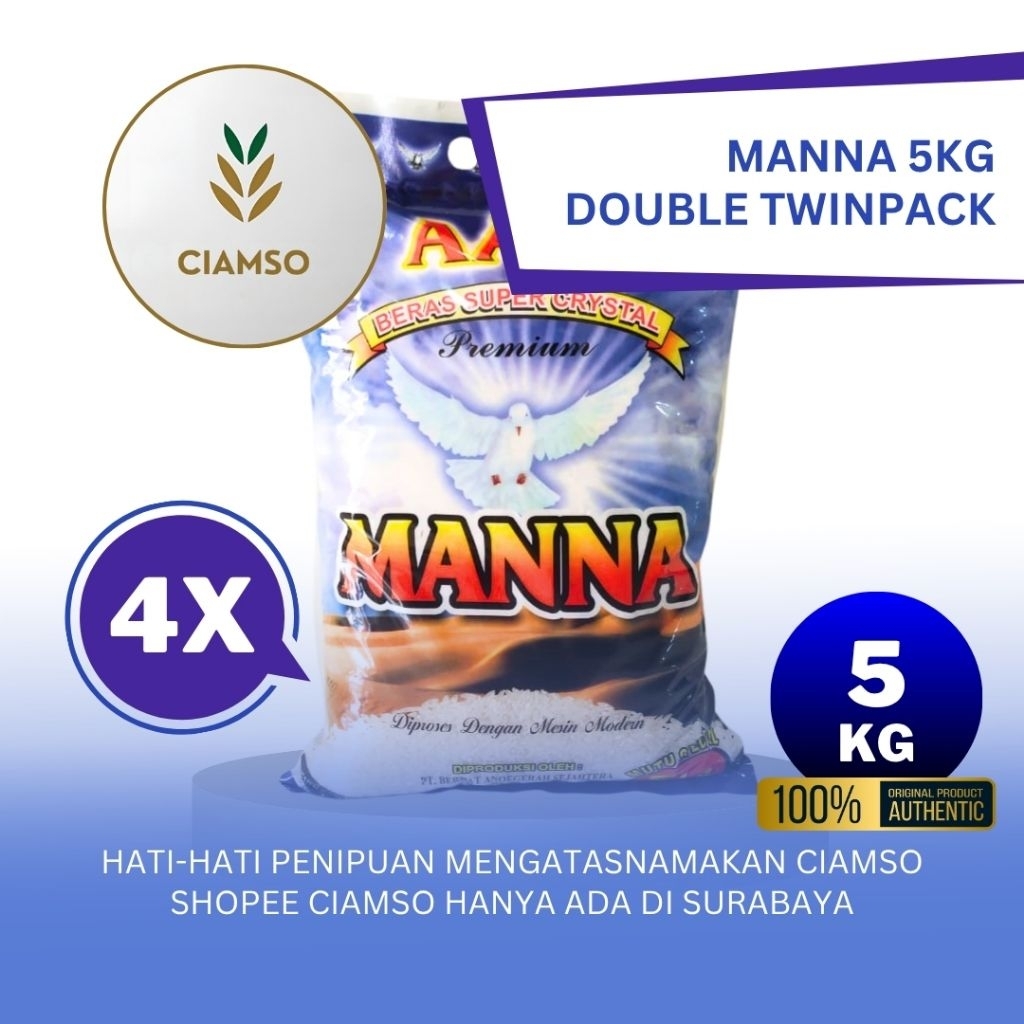 

Beras Premium Manna 5kg Isi 4 sak (Punel dan Murah)