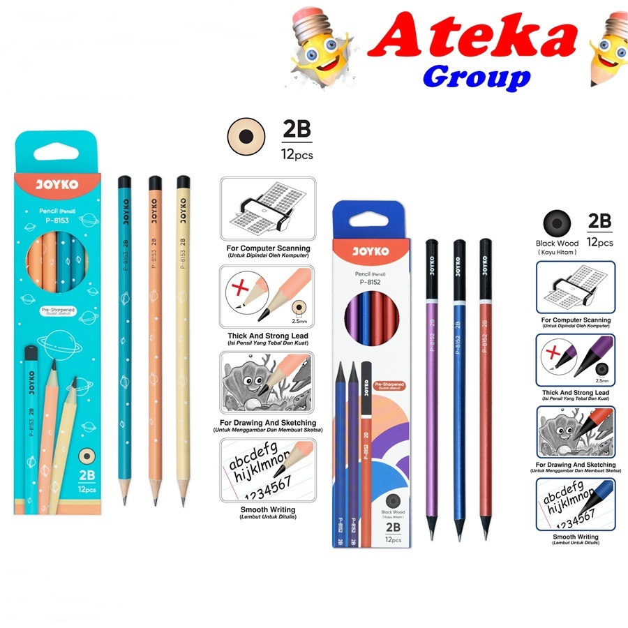 

[1BOX/12PCS] JOYKO PENSIL 2B P-8152 P-8153