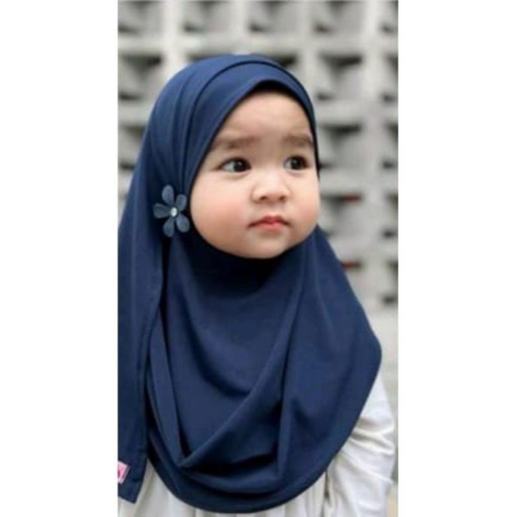 Hijab pashmina instan anak kancing bunga/hijab anak