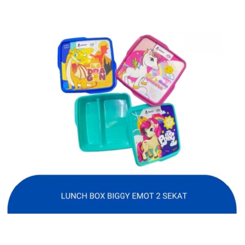 Tepak Makan Sekat 2 Karakter / Lunch box sekat / Tempat  Bekal / Tepak makan segi