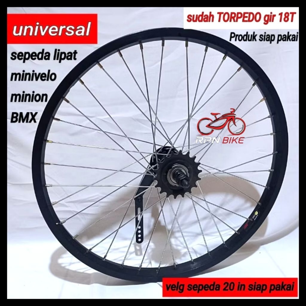 velg torpedo 20 inch sepeda BMX / wheelset 20 inch siap pakai