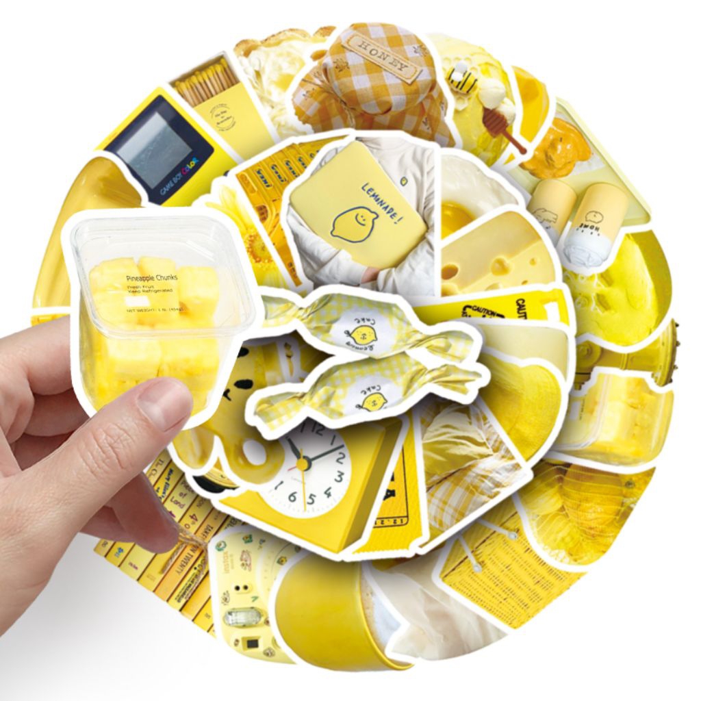 

[50 Pcs] DECO STICKER | STICKER DIY | JURNAL AESTHETIC [DS25] ins gaya kuning ponsel shell stiker sastra kecil segar DIY buku panduan bahan kartu Gu stiker dekorasi