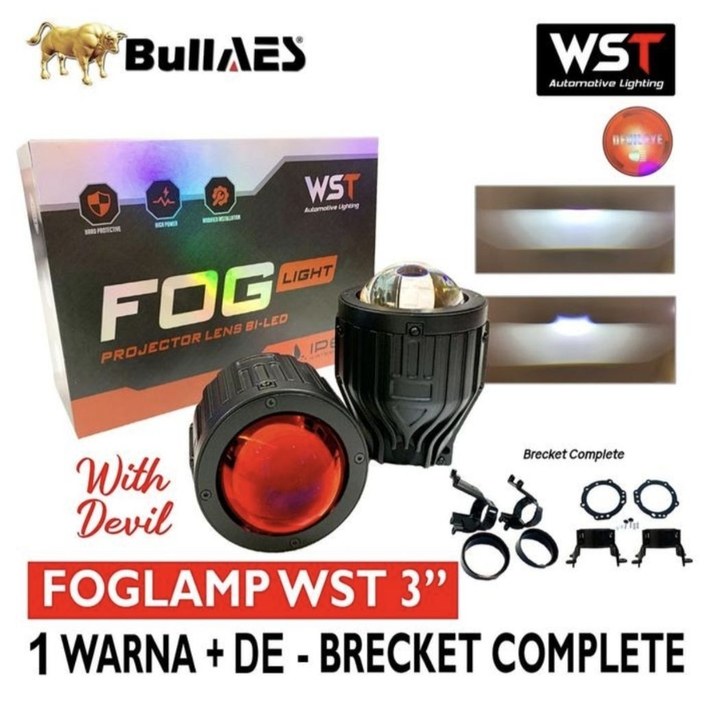 FOGLAMP PROJECTOR BILED WST 3 INCH IP67 DEMON MERAH