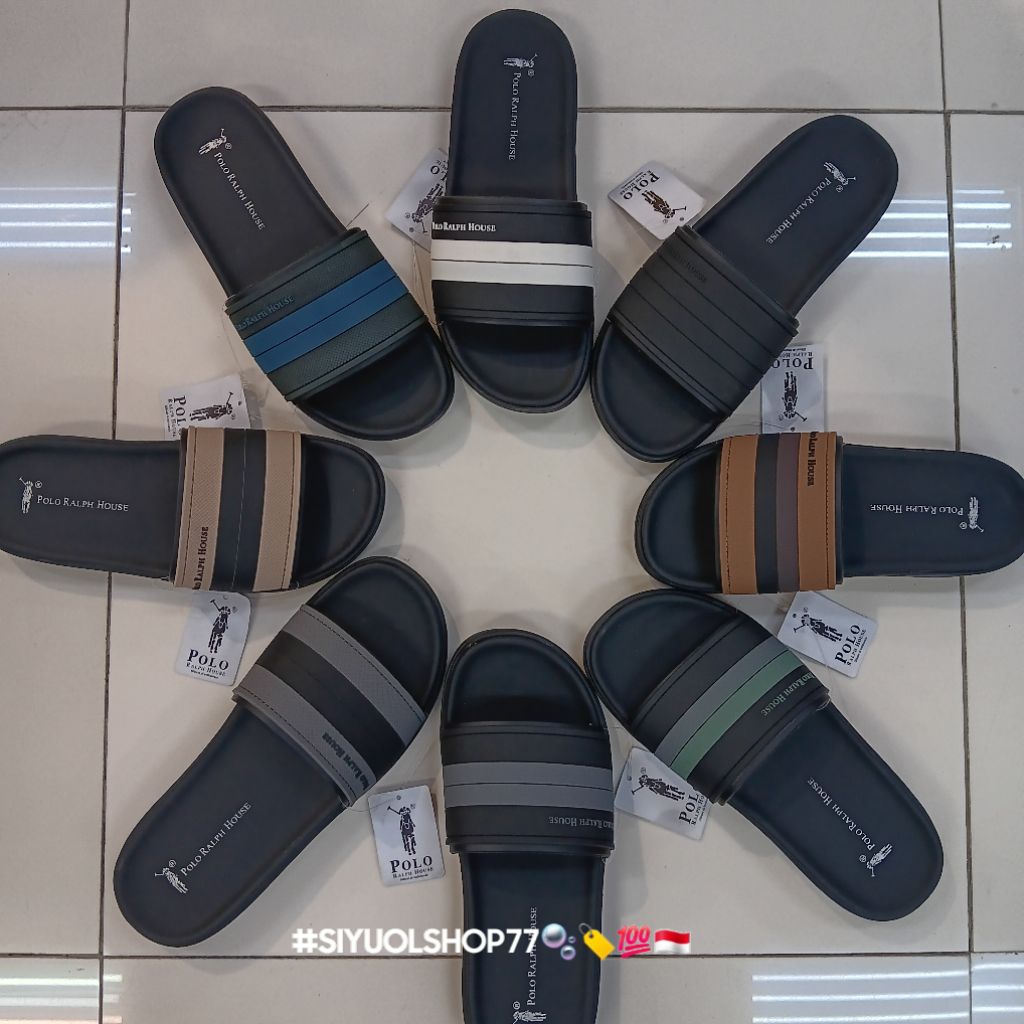 【Bisa COD/100% Original/Art AVARO 02】Sandal Pria POLO RALPH HOUSE/Sandal Casual Pria/Sandal Slide/Sa