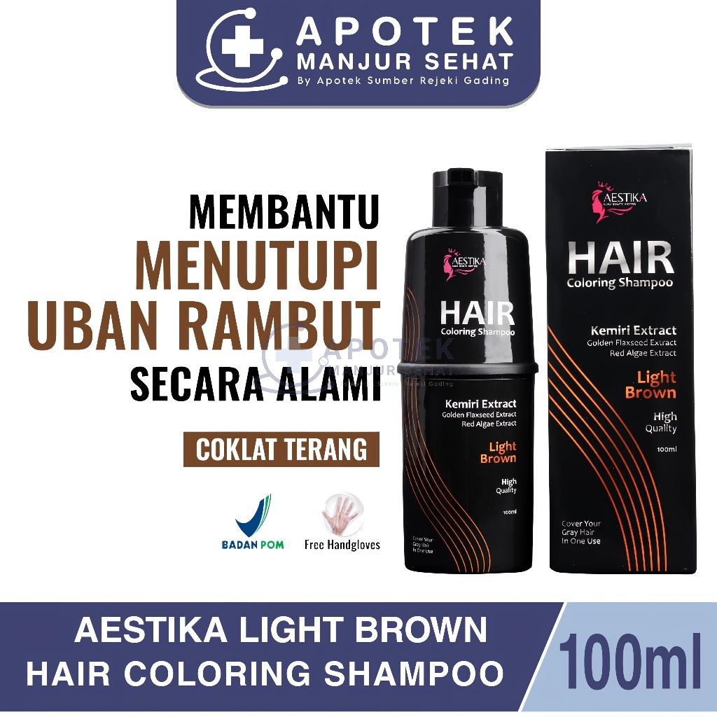 Aestika Hair Coloring Shampoo 1x Keramas - Shampo Penghilang Uban dengan Kemiri Ekstrak Ori dan BPOM