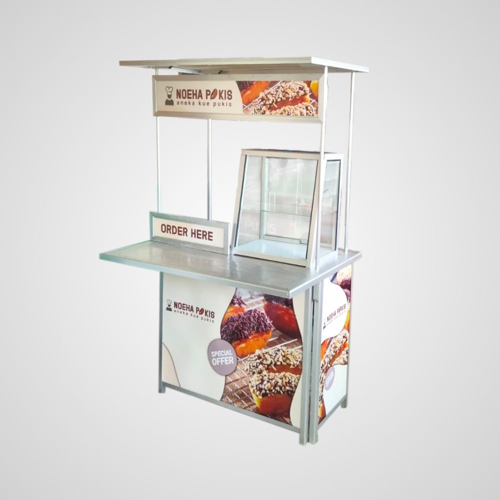 Booth Portable + Etalase + Atap +  Meja Depan / Gerobak lipat / Meja Lipat