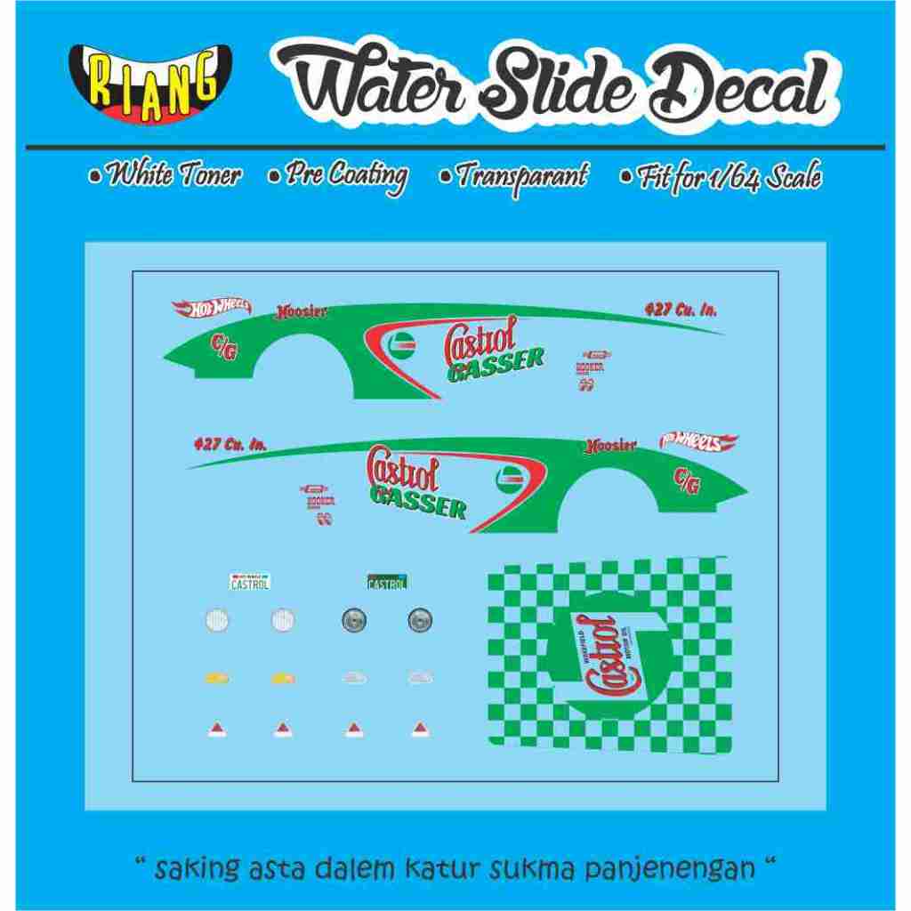 Decal Waterslide Hot Wheels 55 Chevy Gasser Castrol