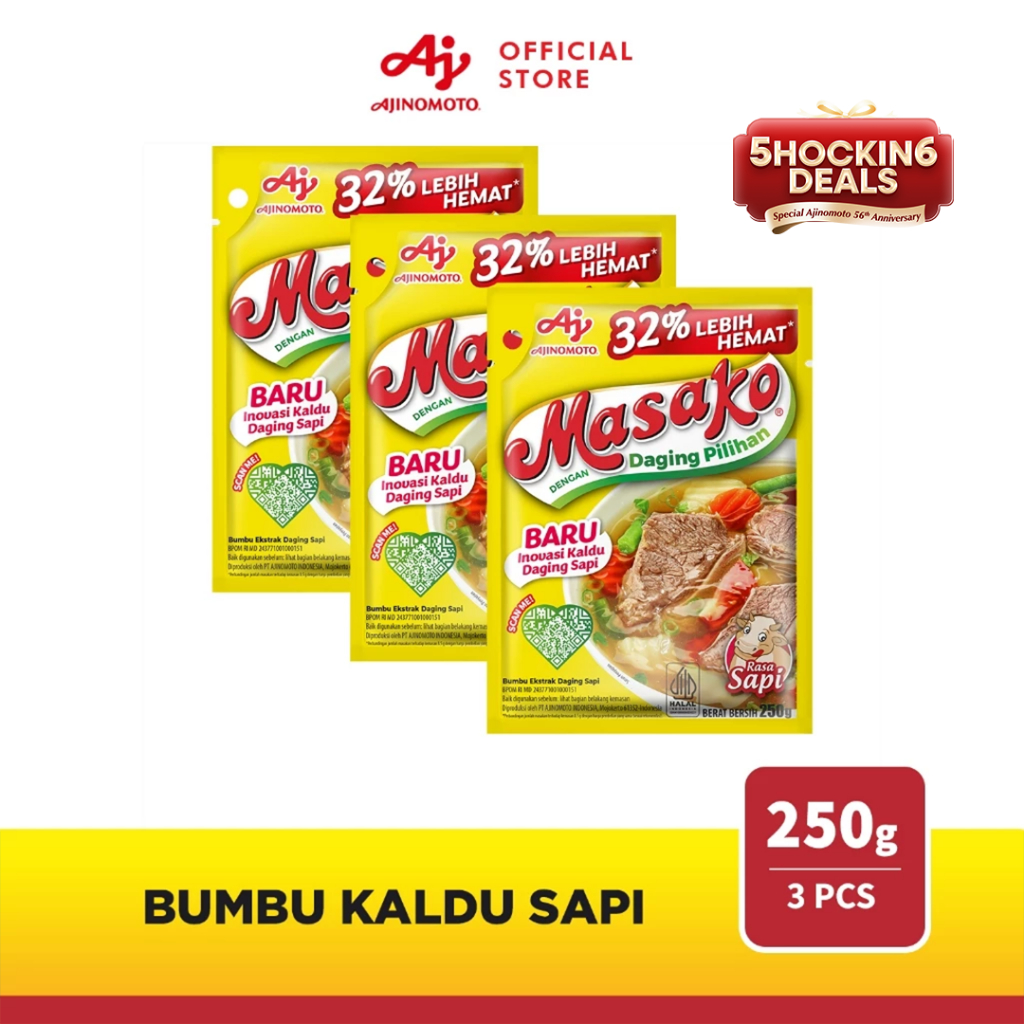 

Masako® Bumbu Kaldu Sapi Penyedap Rasa 250g (3 pcs)