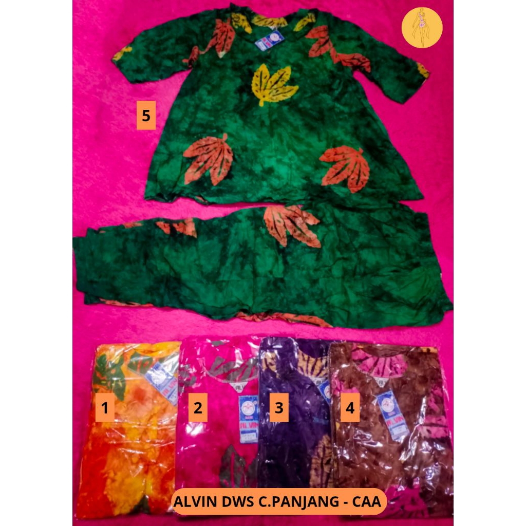 Setelan Cp Alvin Dewasa Tangan 3/4 |Setelan Batik|Baju Tidur Batik Alvin|Setelan Celana Panjang Bati