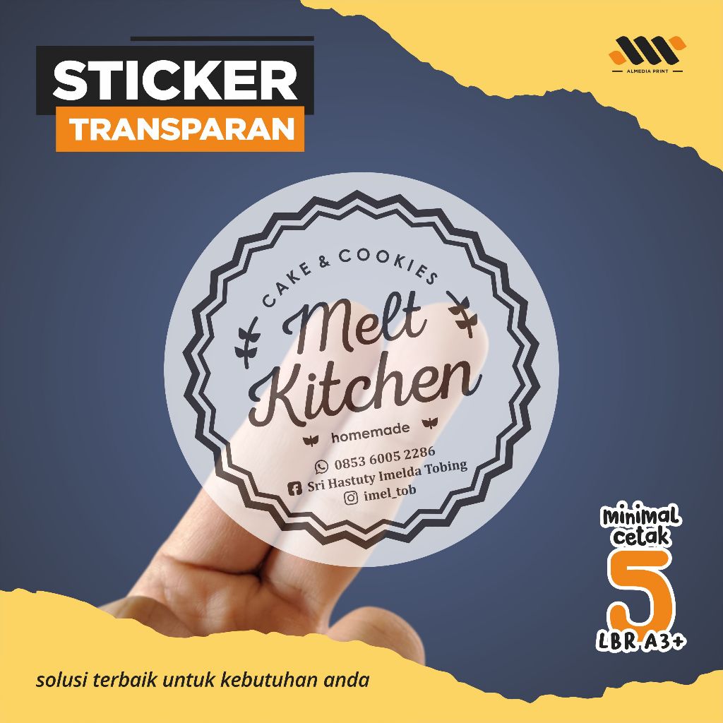 

Cetak Sticker Stiker Label Kemasan Transparan Perlembar A3+ (GRATIS DESAIN)