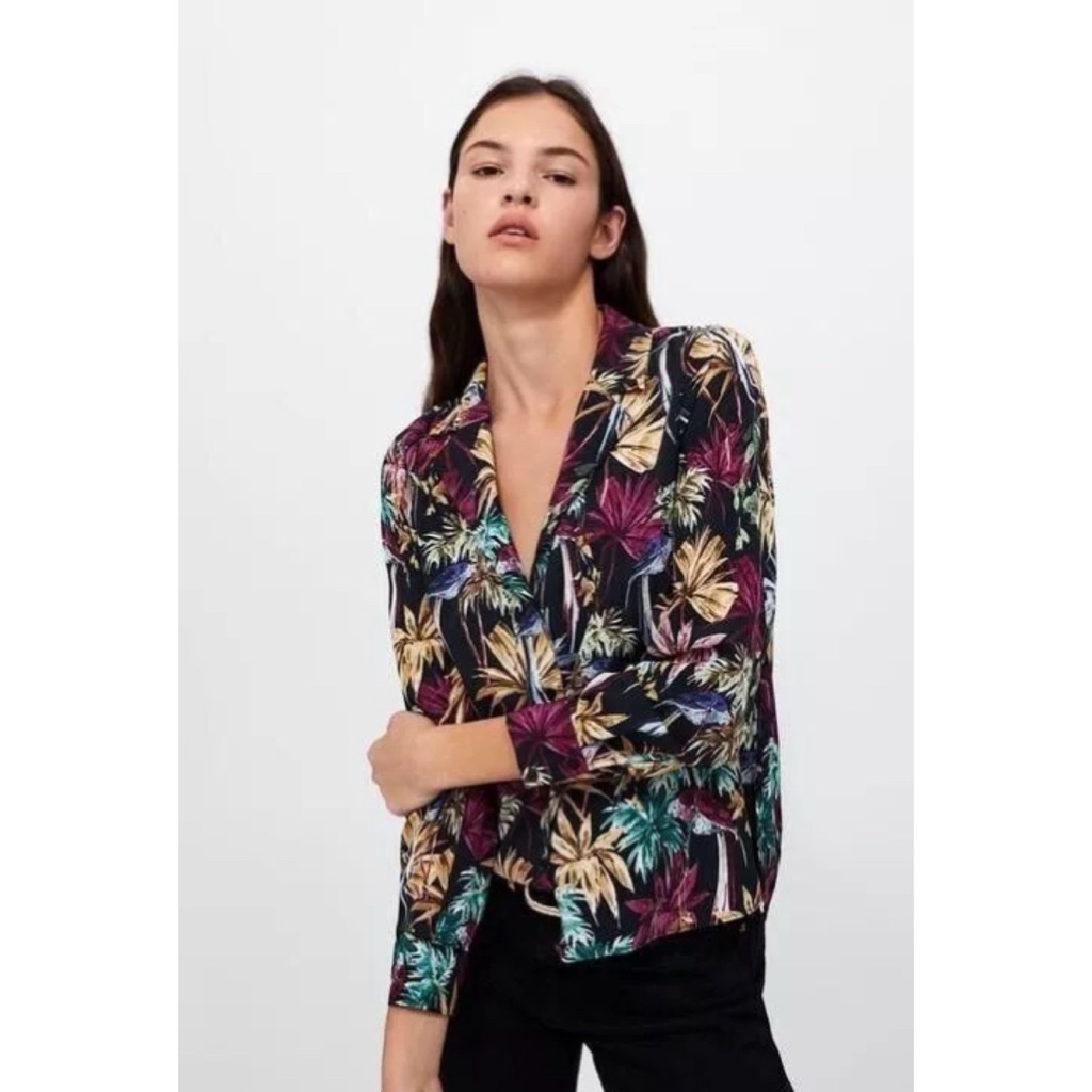 Zara printed floral blouse