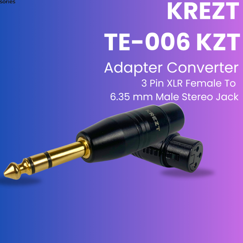 Converter jack adapter Akai stereo akai 6.35mm To XLR Female KREZT TE-006 Original Gold