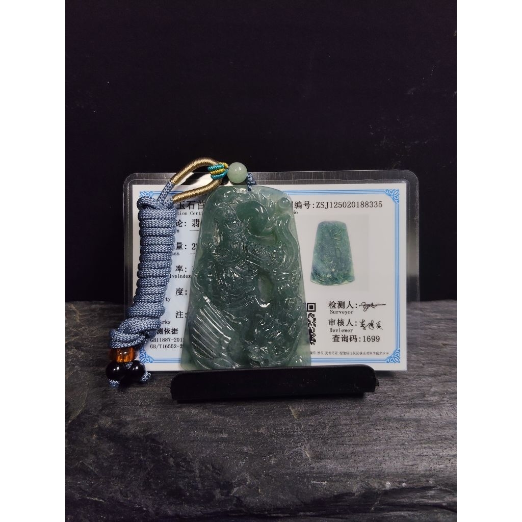 KALUNG GIOK BURMA JADETE JADE UKIRAN DEWA KWAN KONG 8335