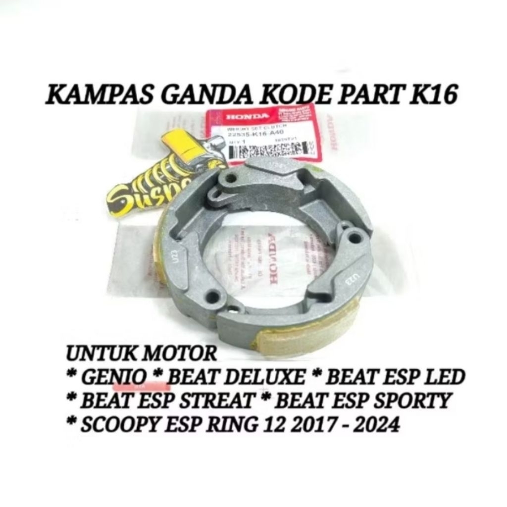 KAMPAS GANDA KOPLING CVT BEAT ESP NEW BEAT STREAT SCOOPY RING 12 SCOOPY NEW RING 12 GENIO K16