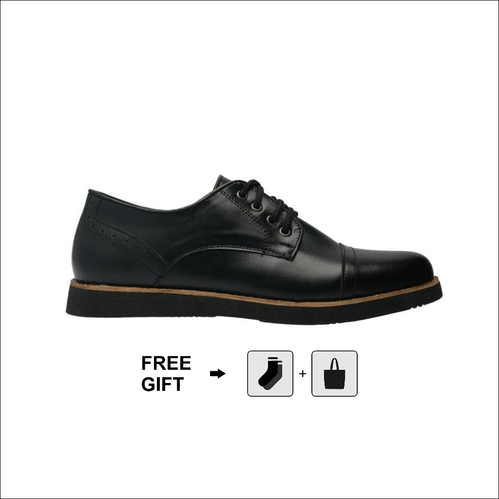 Sepatu Casual Pria Pedro Black Klasik - Sepatu Kerja Pria