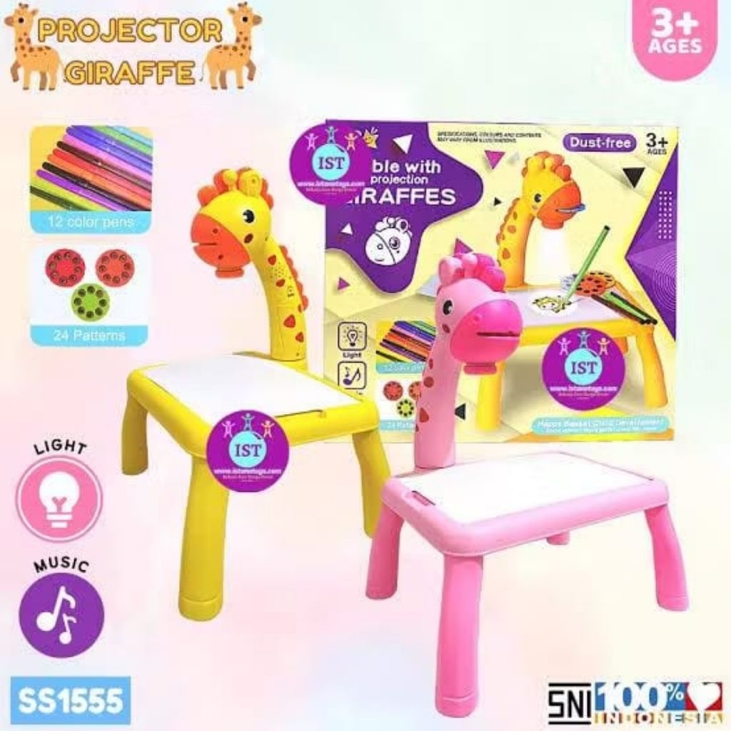 BYBO 1021 meja belajar anak proyektor jerapah mainan edukasi anak SS1555