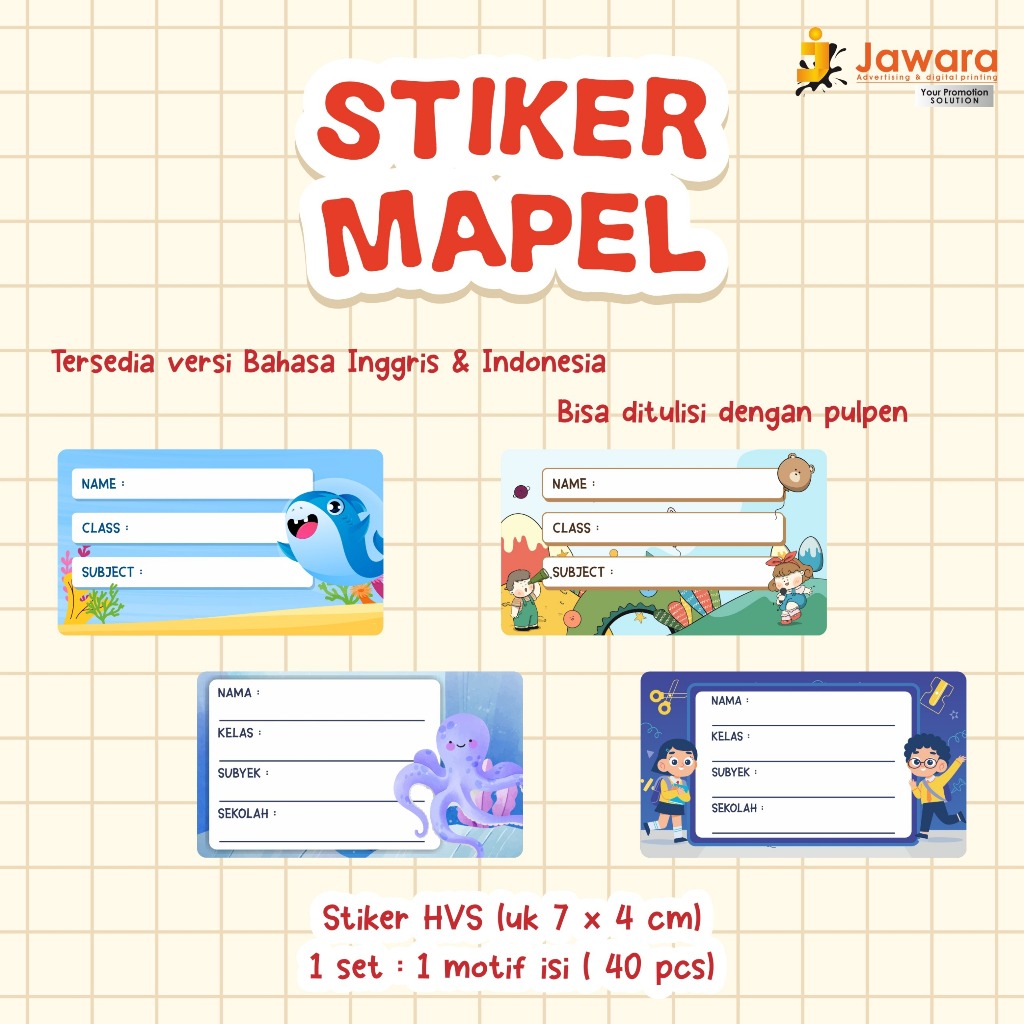 

STIKER MAPEL LABEL BUKU PELAJARAN SEKOLAH BOOK LABEL STICKER