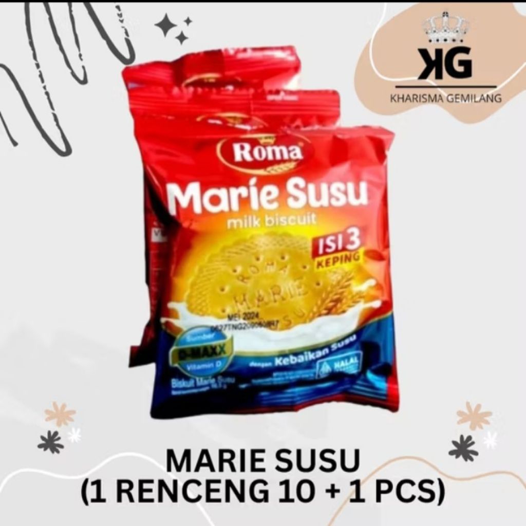 

ROMA MARIE SUSU SACHET 1 RENCENG 10 + 1 PCS BISKUIT ROMA ENAK MANIS ANAK DEWASA